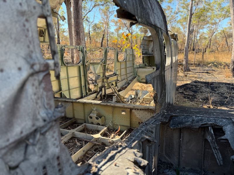 Interior of a WWII aircraft wreck in the bush near Kalumburu